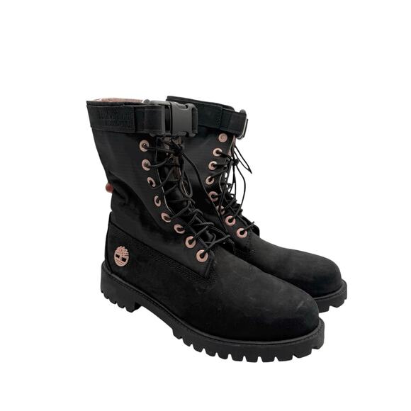 Timberland Gaiter Combat Boot Limited Release Black Pink Boys 6 Women’s 8 - Picture 1 of 9